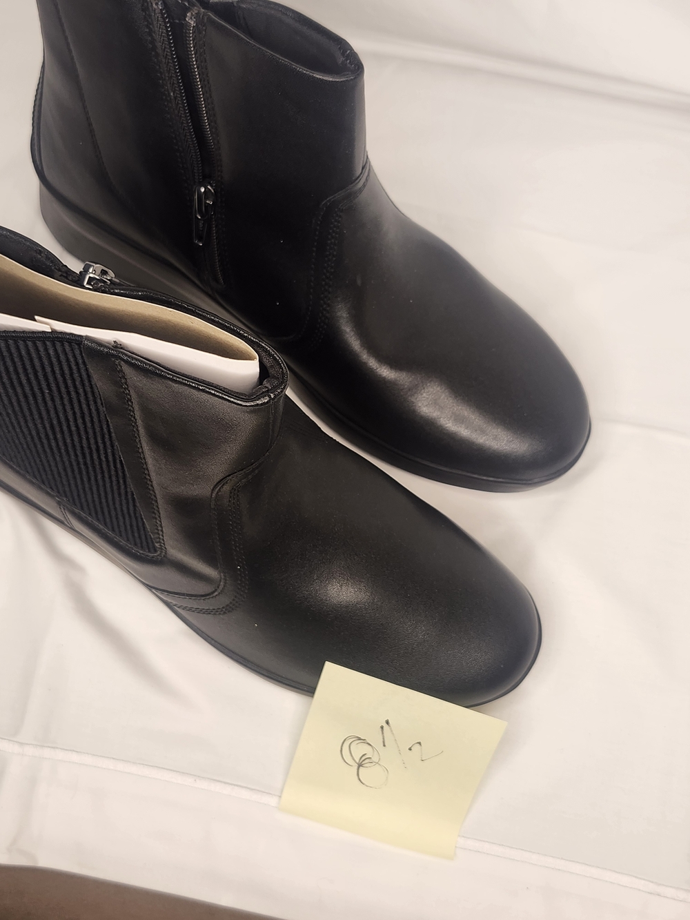 Clarks Black Leather Ankle Booties with Side Zip